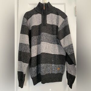 USION Men’s Stripe Half Zip Sweater with elbow pads, Size: Large